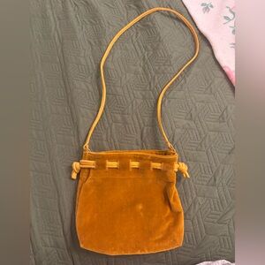 Clare V Mustard Velvet Crossbody Bag